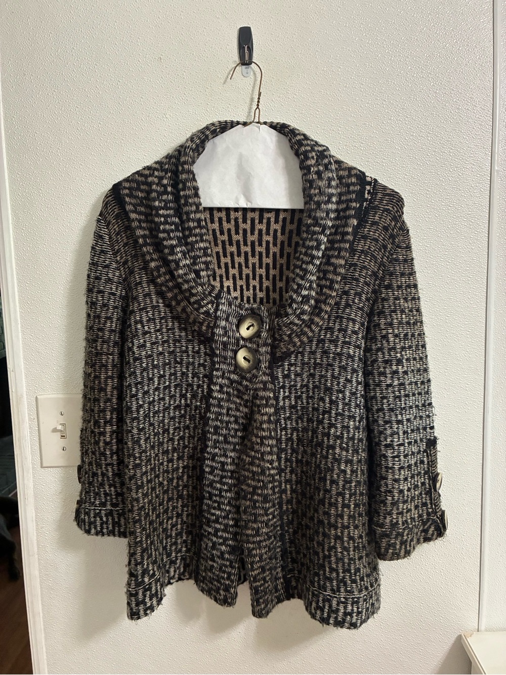 Womens Avette Mohair Knit Swing Sweater Size Medium black white